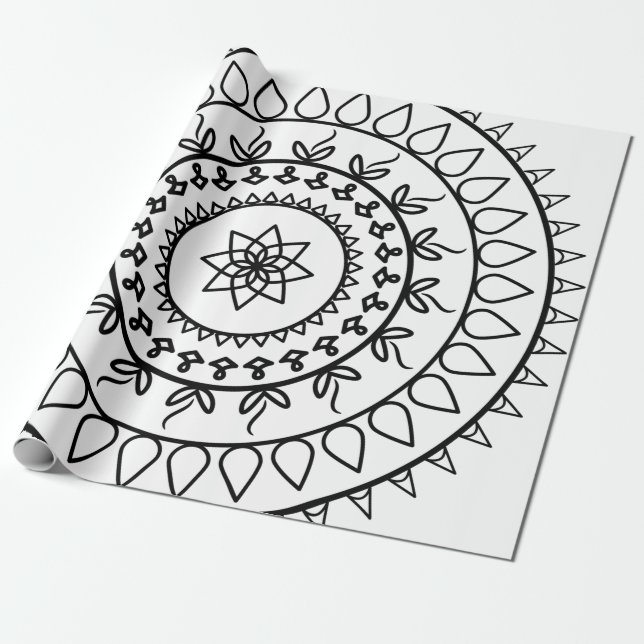 Mandala tatto andlig-cirkel presentpapper (Utrullad)