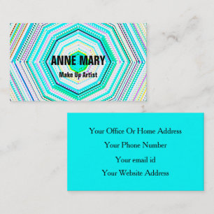 Mandala Teal Blue Abstrakt Salons make-up Artist Visitkort