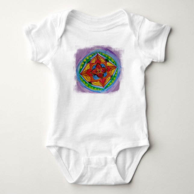 Mandala Teckning Baby Jersey Bodykostym Tee (Framsida)