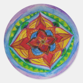 Mandala Teckning Classic Round Sticker, Glossy Runt Klistermärke