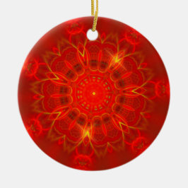 Mandala Thin Linjer Warm Färg Red Background Julgransprydnad Keramik