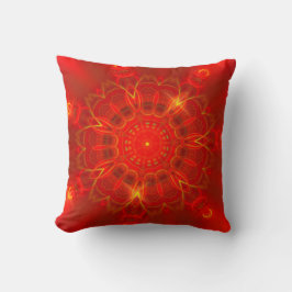 Mandala Thin Linjer Warm Färg Red Background Kudde