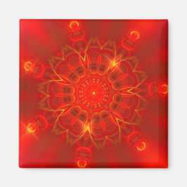Mandala Thin Linjer Warm Färg Red Background Magnet