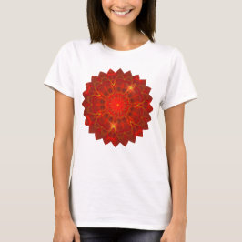 Mandala Thin Linjer Warm Färg Red Background T Shirt