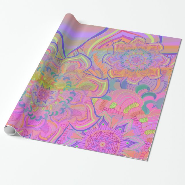 Mandala Three Lagrar Presentpapper (Utrullad)