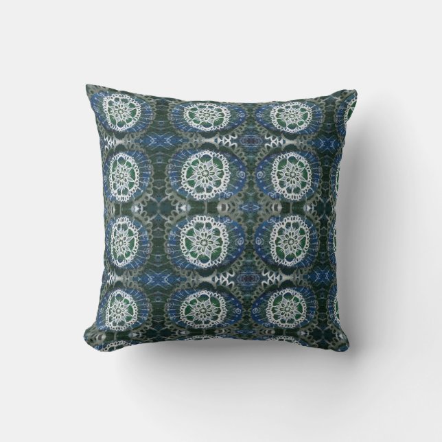 Mandala Throw Cushion 41 x 41 cm blå Kudde (Framsida)