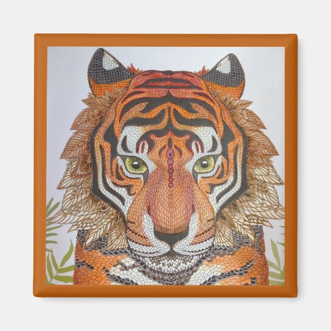 Mandala Tiger Design Magnet (Framsidan)