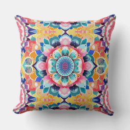 Mandala Tile i Rosa, kalk och Gult Kudde