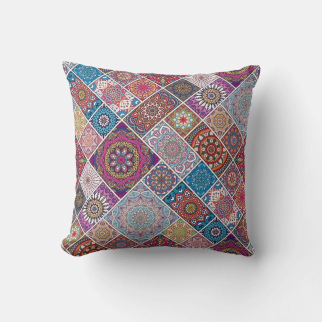 Mandala Tile Mönster Kudde (Framsida)
