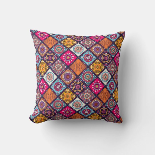 Mandala Tile Mönster Kudde (Framsida)