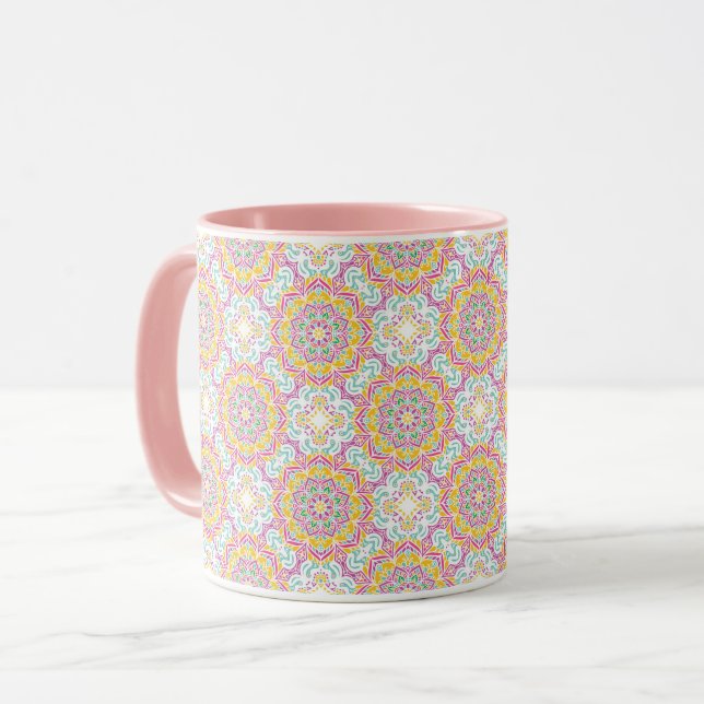 Mandala Tile Mönster Mugg (Framsida vänster)