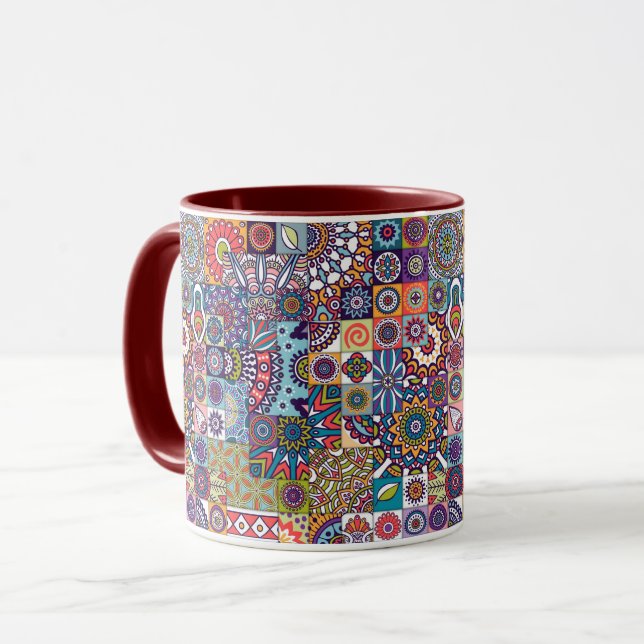 Mandala Tile Mönster Mugg (Framsida vänster)