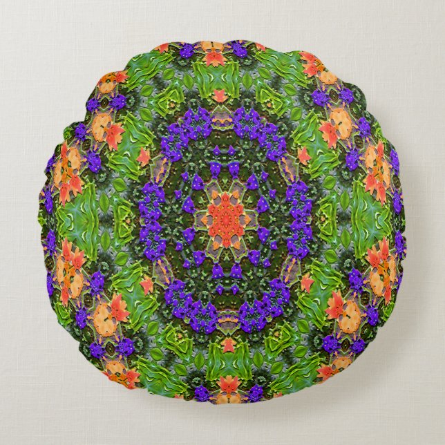 Mandala trädgård.... rund kudde (Framsidan)