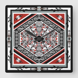 Mandala Tribal Nouveau Fyrkantig Klocka