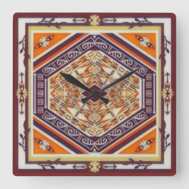 Mandala Tribal Nouveau Fyrkantig Klocka