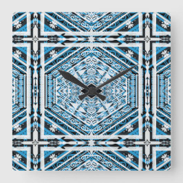 Mandala Tribal Nouveau Vägglampa Fyrkantig Klocka
