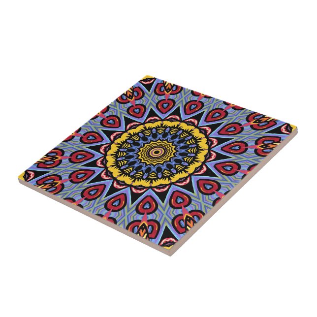 Mandala Trippy Retro Hippie Boho Chic Bohemian Kakelplatta (Sidan)