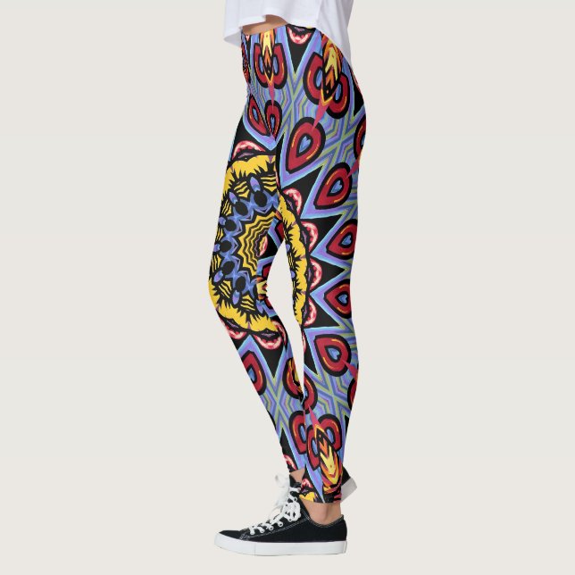 Mandala Trippy Retro Hippie Boho Chic Bohemian Leggings (Vänster)