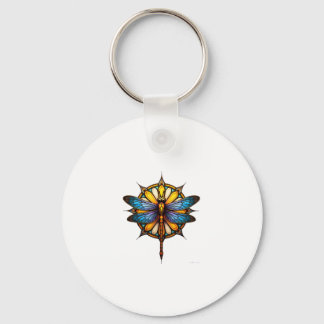 Mandala Trollslända Lysande Sakral Geometri Andlig Nyckelring