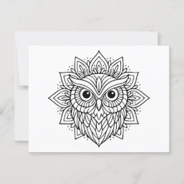 Mandala Uggla Head Line Art Vykort
