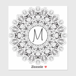 Mandala-uggla Klar Rund Monogram-dekal Klistermärken