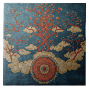 Mandala under molnträd kakelplatta