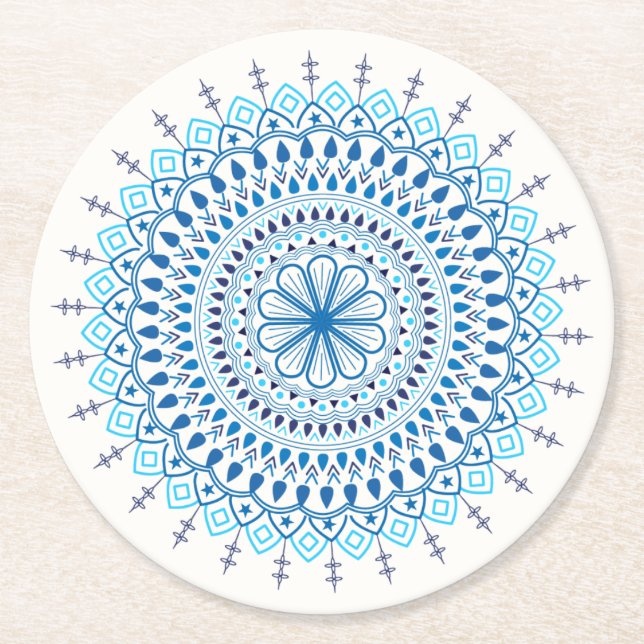 Mandala Underlägg Papper Rund (Framsidan)