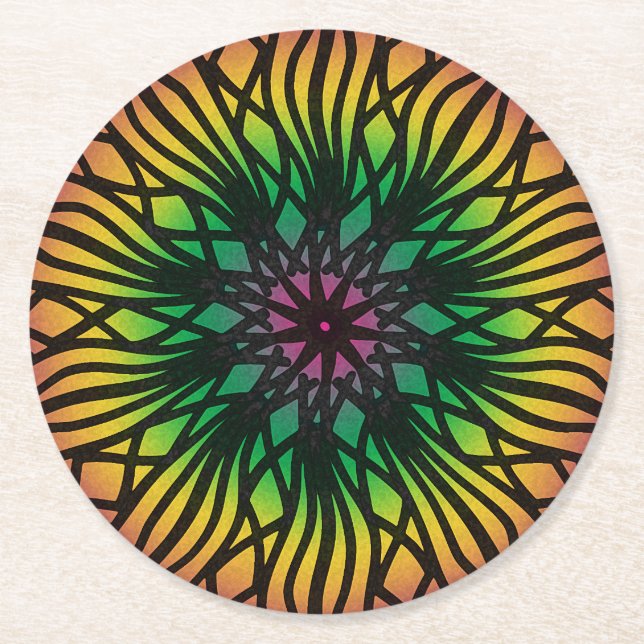 Mandala Underlägg Papper Rund (Framsidan)