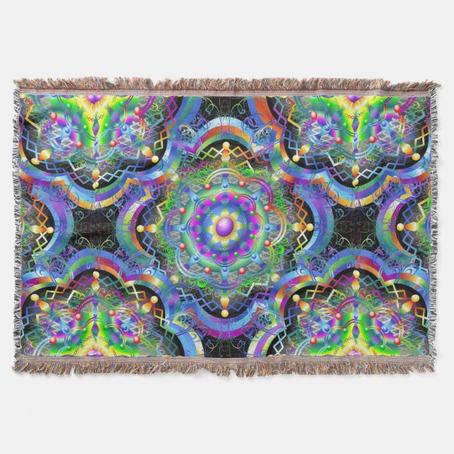 Mandala Univers Psychedeliska Färger Filt (Framsidan)