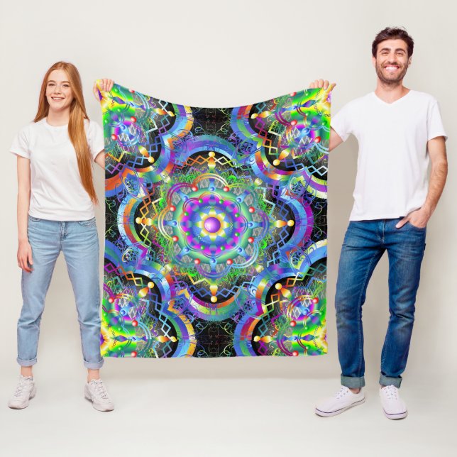 Mandala Univers Psychedeliska Färger Fleecefilt (På plats)