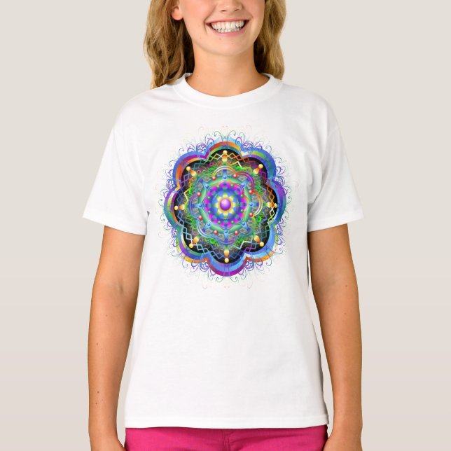 Mandala Univers Psychedeliska Färger T Shirt (Framsida)
