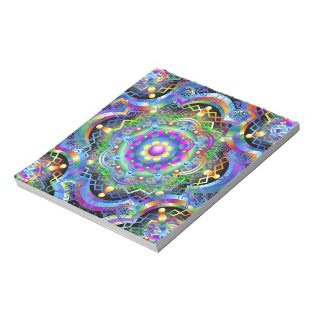 Mandala Univers Psykedeliska Färger Anteckningsblock (Roterad)