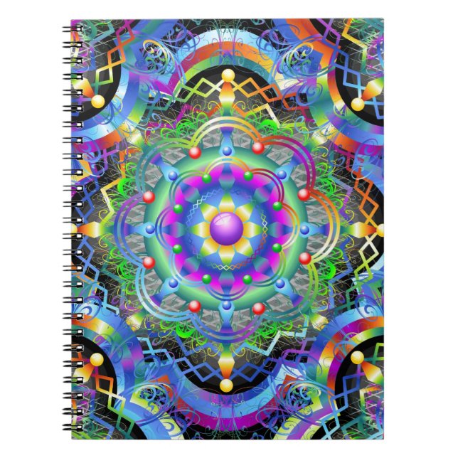 Mandala Univers Psykedeliska Färger Anteckningsbok (Framsidan)