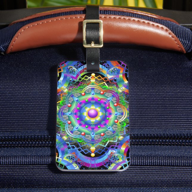 Mandala Univers Psykedeliska Färger Bagagebricka (Framsida Insitu 2)