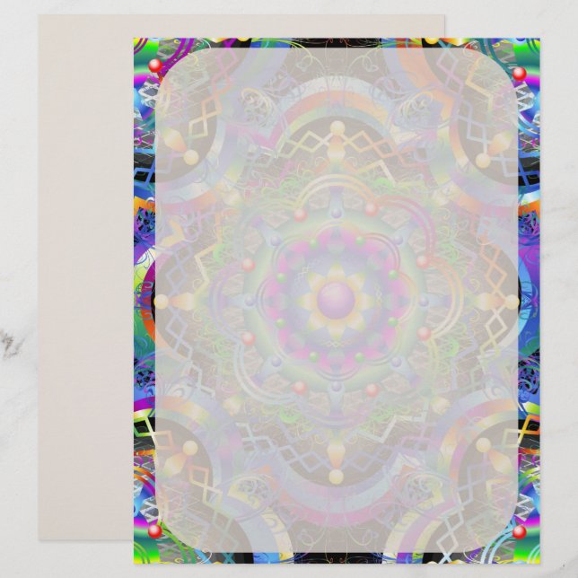 Mandala Univers Psykedeliska Färger Brevhuvud (Fram/baksida)