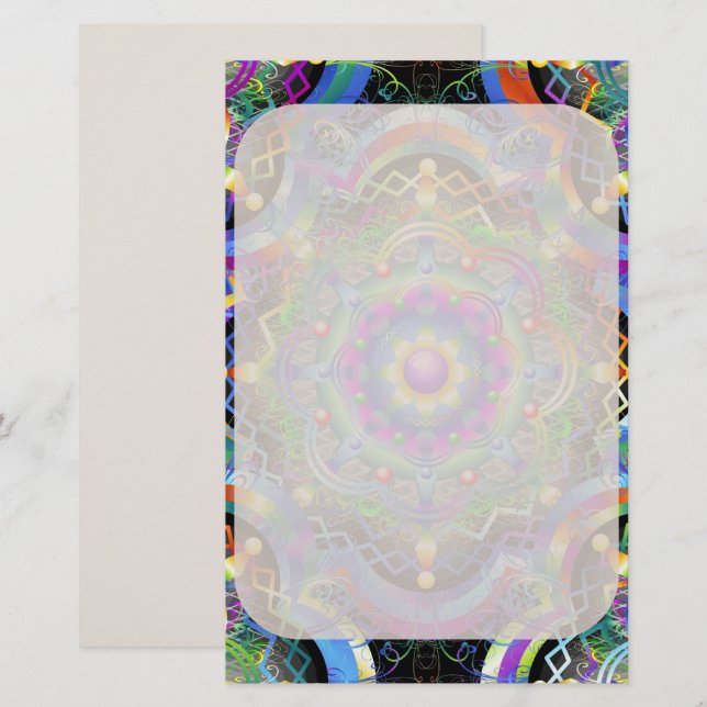Mandala Univers Psykedeliska Färger Brevpapper (Fram/baksida)