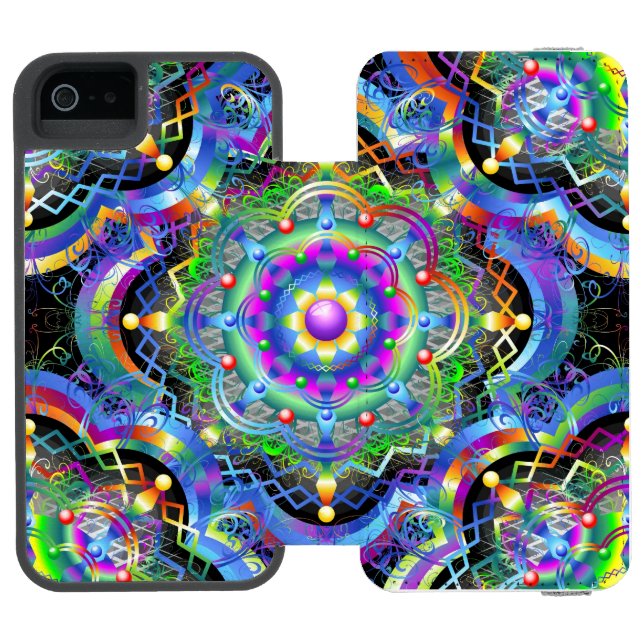 Mandala Univers Psykedeliska Färger Incipio iPhone Wallet Skal (Folio Öppen)