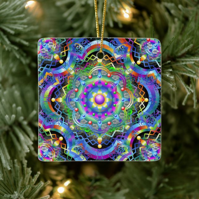 Mandala Univers Psykedeliska Färger Julgransprydnad Keramik (Träd)