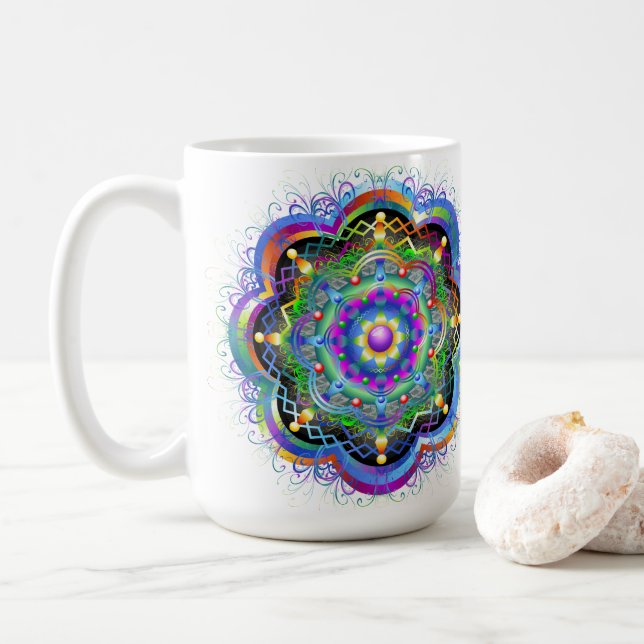 Mandala Univers Psykedeliska Färger Kaffemugg (Med munk)