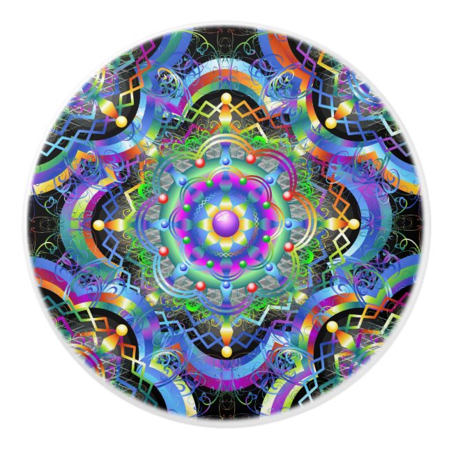 Mandala Univers Psykedeliska Färger Knopp (Framsidan)
