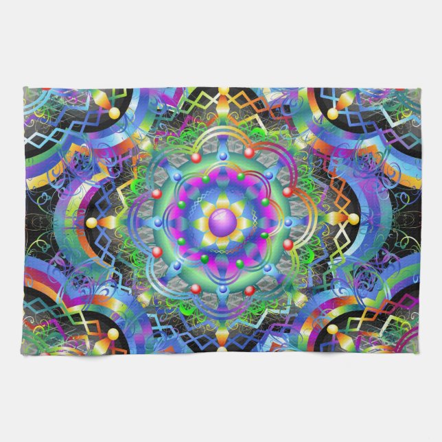 Mandala Univers Psykedeliska Färger Kökshandduk (Horisontell)