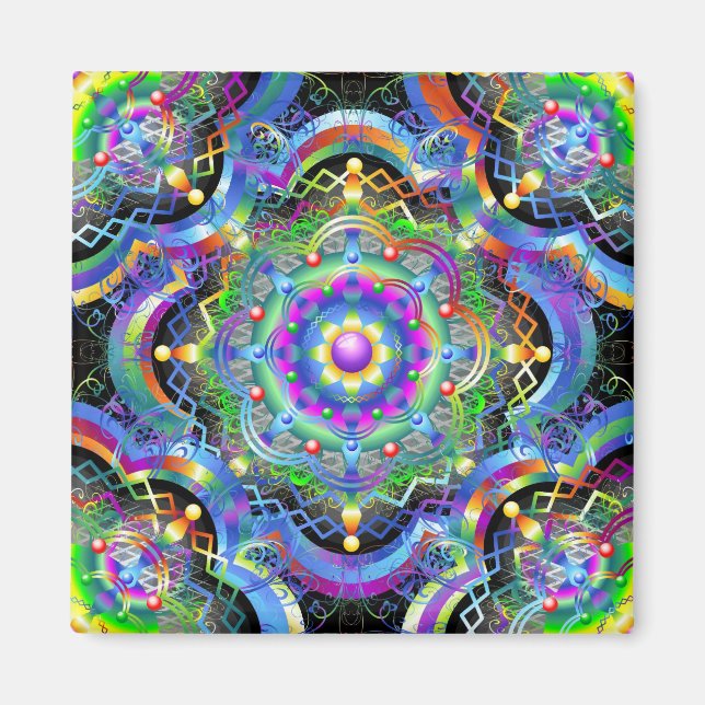 Mandala Univers Psykedeliska Färger Magnet (Framsidan)