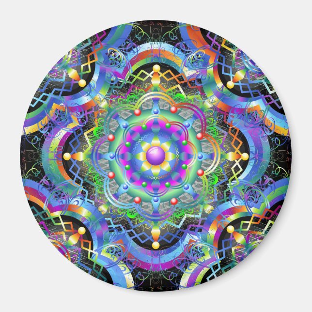 Mandala Univers Psykedeliska Färger Magnet (Framsidan)