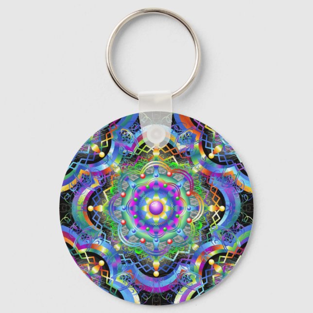 Mandala Univers Psykedeliska Färger Nyckelring (Framsida)