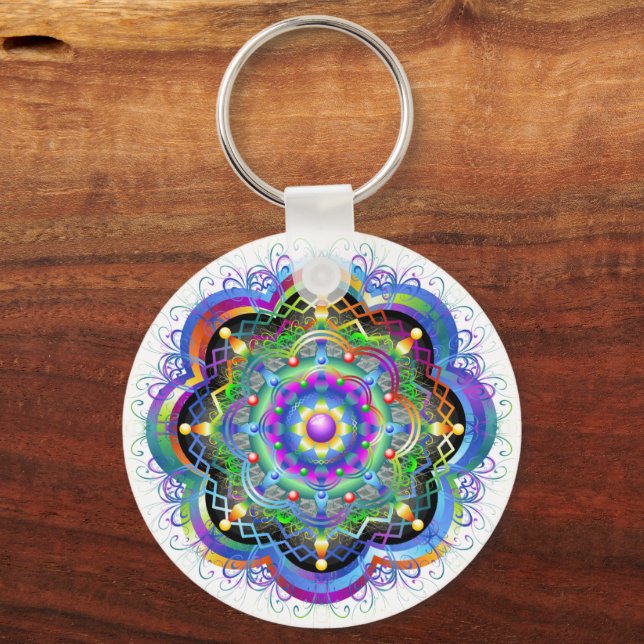 Mandala Univers Psykedeliska Färger Nyckelring (Framsida)