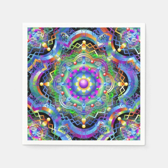 Mandala Univers Psykedeliska Färger Pappersservett (Framsidan)