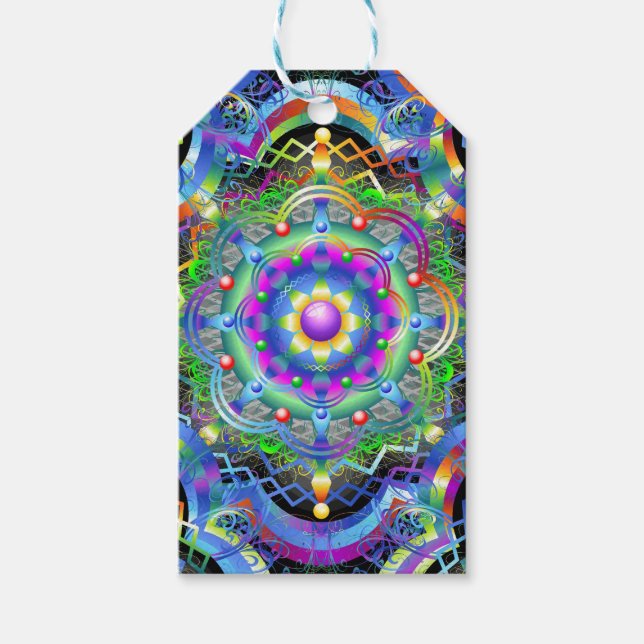 Mandala Univers Psykedeliska Färger Presentetikett (Framsidan)