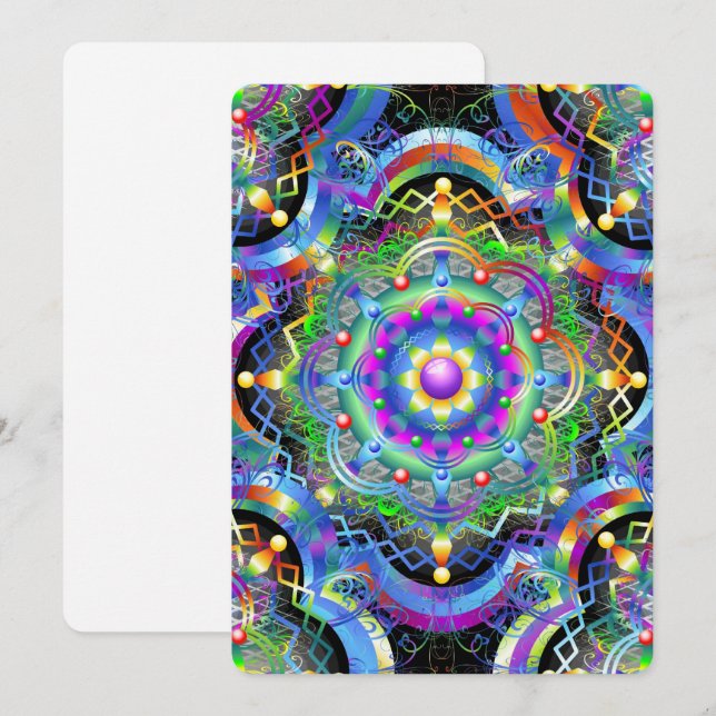 Mandala Universe Psychedelic Färg Inbjudningar (Fram/baksida)