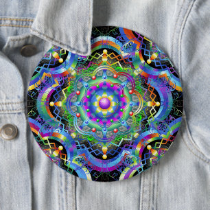 Mandala Universe Psychedelic Färg Knapp