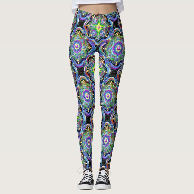 Mandala Universe Psychedelic Färg Leggings (Framsida)